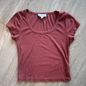 Sage + Stone Ribbed Crop Top Rose Rust Small
